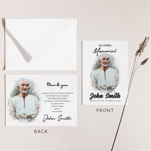 Cartes photo de remerciement pour les funérailles - Ensemble de notes élégantes pour le deuil - Célébration de la vie