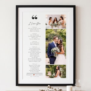 Custom Wedding Photo Collage Print with Poem, Anniversary Gift