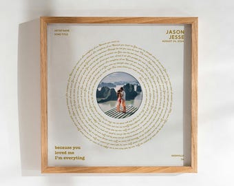 Custom Vinyl Records Framed Canvas Art with Photo - Our First Dance Song Lyrics Wall Art