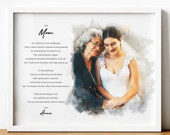 Unique Mother of the Bride Gift: Personalized Watercolor Print & Speech