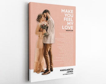 Song Lyric Wall Art with Portrait Photo: Wedding Anniversary Gift