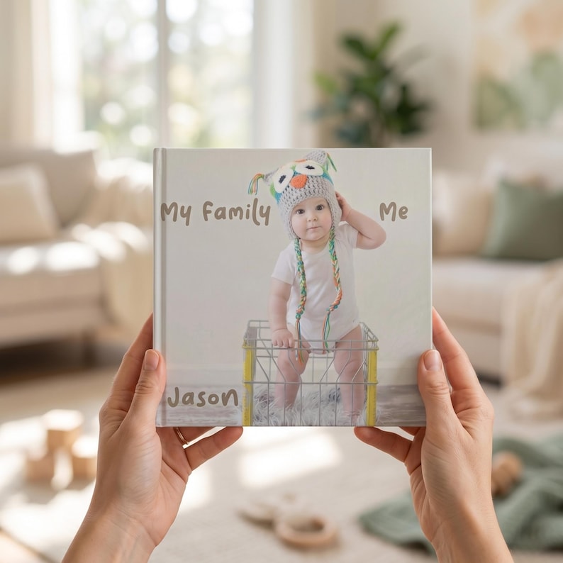 First Birthday Book Personalized Family Photo Baby Board Book: Custom Storybook Gift