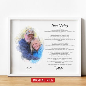 Watercolor Couple Portrait from Photo, Custom Wedding Anniversary Gift for Wife Husband Parents, Engagement Gift for Friend, Digital File