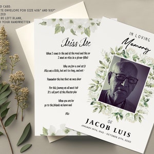 Cartes de remerciement avec photo pour la prière pour les funérailles | Mémorial - Cartes de deuil | Invitation célébration de la vie