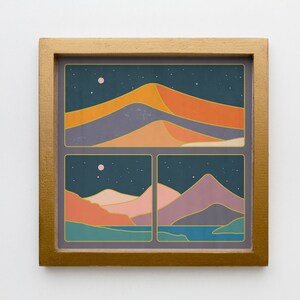 Mountain Collage Boho Wall Art - Bohemian Scenery Print - Scandinavian Landscape Poster