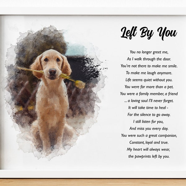 Pet Memorial Photo with Poem Print on Canvas and Framed Print, Pet Loss Gift, Pet Sympathy Gift Framed