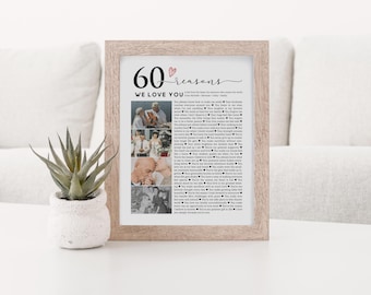 60th Birthday Photo Collage: 60 Reasons We Love You Keepsake