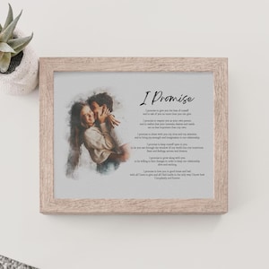Poesia personalizzata con ritratto acquerello - regalo per anniversario di matrimonio - stampa di poesia incorniciata