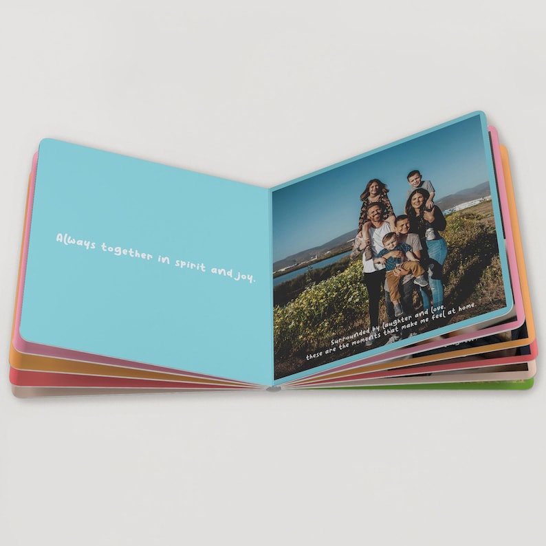 Baby’s first album, custom board book with family photos and personalized messages for baby