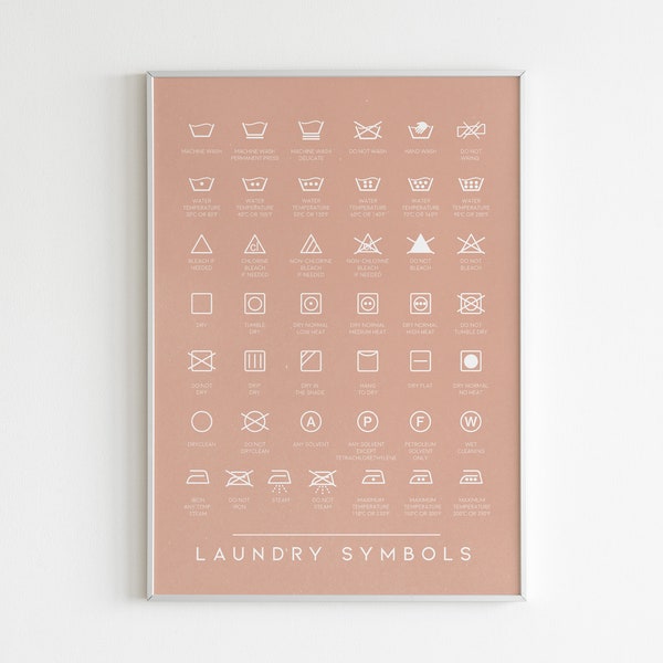 Laundry Symbols Guide Care, Boho Art, Bohemian, Mid Century Print, Nordic Wall Decor, Scandinavian Art, Prints Poster