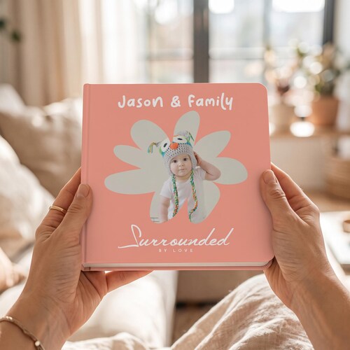 Libro de cartón personalizado para bebé: recuerdo fotográfico personalizado para el primer cumpleaños de un niño pequeño