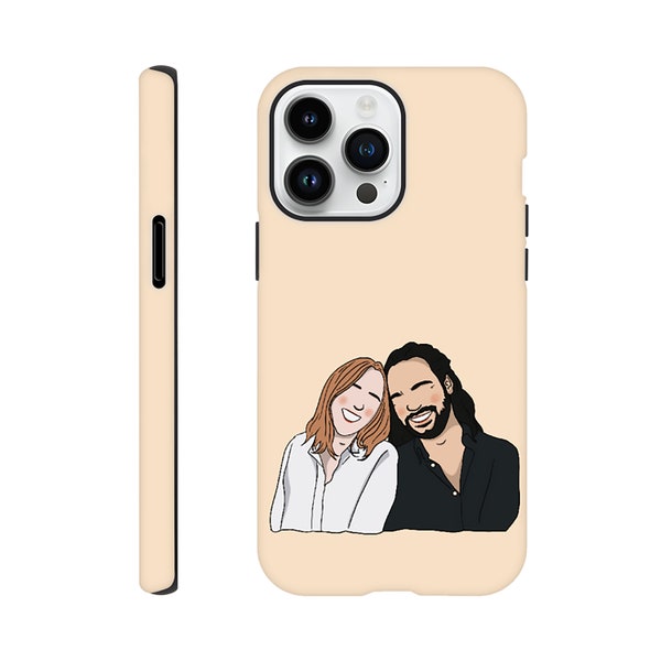 Coque de téléphone personnalisée | Portrait de couple | Impression portrait sans visage | Portrait numérique | Photo personnalisée | Coque de portable personnalisée pour animal de compagnie | Boîtier robuste