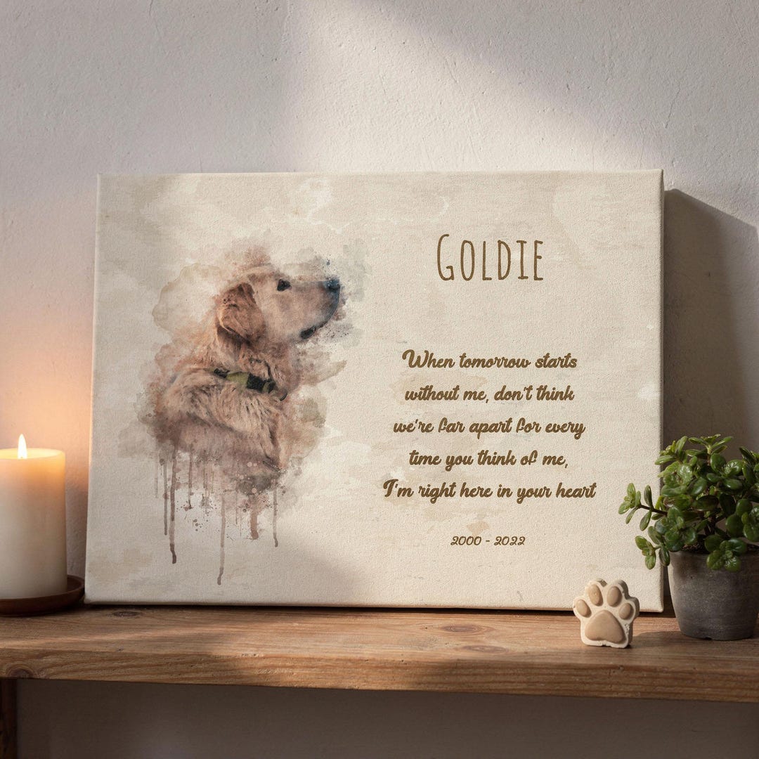Watercolor Pet Portrait Memorial Canvas Print: Dog Loss Sympathy Gift ...