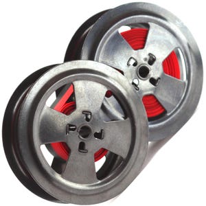 Smith Corona Typewriter Twin Metal Spools With New Black Red Ribbon