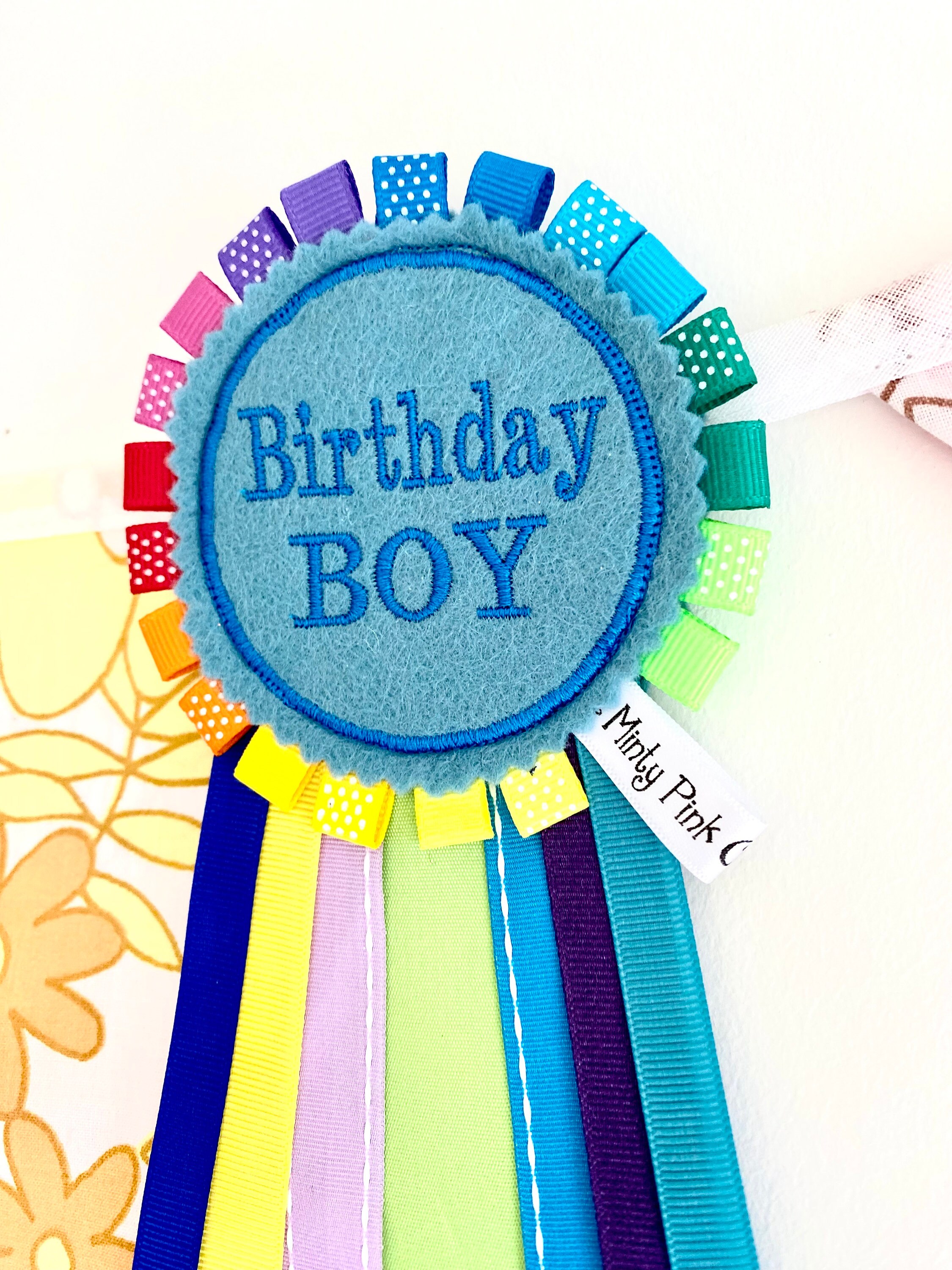 Rainbow Birthday Rosette Badge Birthday Boy Ribbon Rosette - Etsy