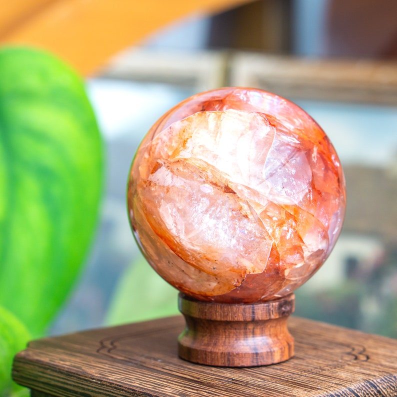 Fire Quartz Crystal Sphere 50mm Rare Polished Hematoid Quartz Ball for