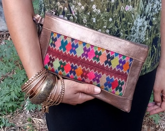 Ethnic Handbags Clutch, Woven Clutch Bag, Folk style bags, Leather Clutch with Bracelet Handle, Evening Clutch Bag, Ladies clutch bag