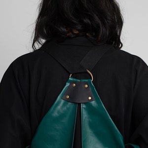 Emerald Turquoise Vest Backpack, Vegan Backpack Bag For Women, Urban Backpack Women image 5