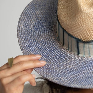 Fedora Straw Hat, Shibori Hat band, Panama Hats for Women, Sunhat, Trilby Straw Hat, Womens Sun Hat, Every day hat, Panama hat natural color image 3