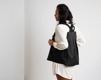 Women Vegan Backpack,Black Backpack, Carry all your daily belongings, Backpack, Convertible Bag, Vegan Backpack, Travel Backpack, Black Bag