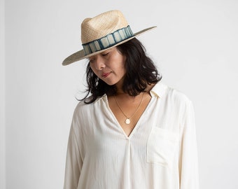 Panama Hats, Straw Fedora, Womens Sun Hat, Shibori silk hatband, Fedora hats for women, Natural Sun Hat, Natural Classic hat