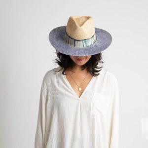Fedora Straw Hat, Shibori Hat band, Panama Hats for Women, Sunhat, Trilby Straw Hat, Womens Sun Hat, Every day hat, Panama hat natural color image 6