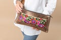 Embroidered Leather Clutch: Ethnic Boho Evening Bag product logo