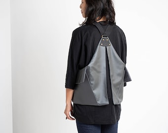 Vest Backpack, Vegan Bag Women,  Gray Urban Backpack