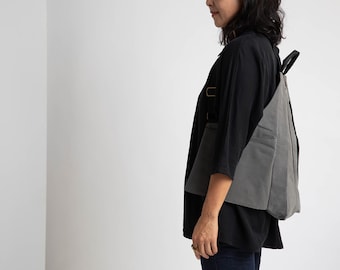 Mochila de ante vegano gris: mochila de viaje para mujer con bolsillos