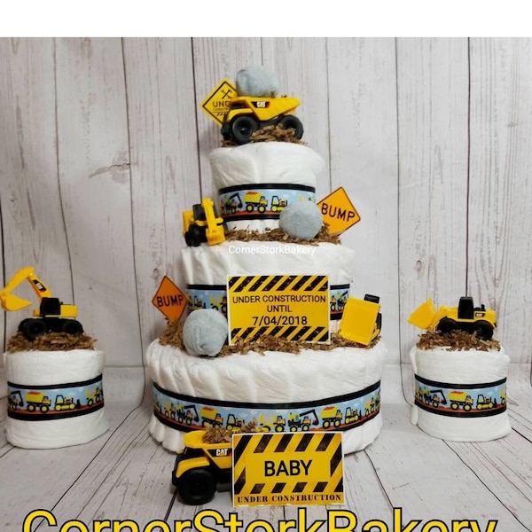 Construction Trucks Diaper Cake, Tractors Diaper Cake, Baby