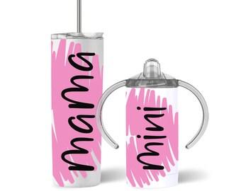 Mama and Mini Tumbler and Sippy Cup, Mama and Mini Matching Tumbler and Sippy Cup, Mama and Mini Tumbler and Sippy Cup Set