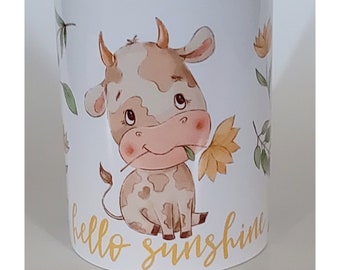 Cow Mug, Hello Sunshine Cow and Sunflowers Mug, Summer Cow Mug, Sunshine Cow Mug, Mug, Inspiration Mug, Birthday Gift, Housewarming Gift