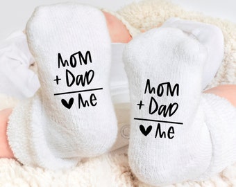 Mom + Dad = Me Baby Socks, Baby Socks, New Baby Gift, Baby Gift, Baby