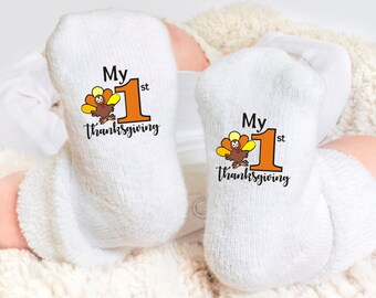 My 1st Thanksgiving Baby Socks, Thanksgiving Baby Socks, My First Thanksgiving Baby Socks, New Baby Gift, Baby Gift, Baby Socks, Baby