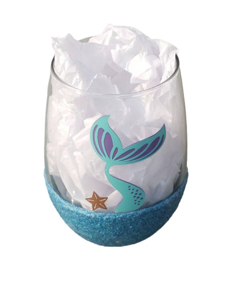 Mermaids Mermaid Glass Mermaids Get Thirsty Too Mermaid Wineglass Glittered Wineglass