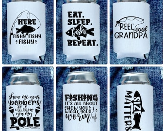 Fishing Can Coolers, Funny Fishing Can Hugger, Fishing Can Sleeve, Can Coolers