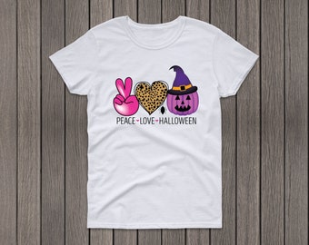 Peace Love Halloween Girls Shirt, Peace Love Halloween Tshirt, Girls Halloween Tshirt