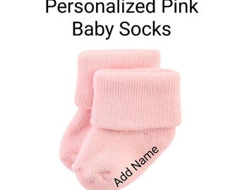 Personalized Pink Baby Socks, Infant Gift