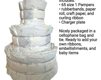 Blank Diaper Cake, DIY Baby Shower Decor, Gift For Mommy To Be