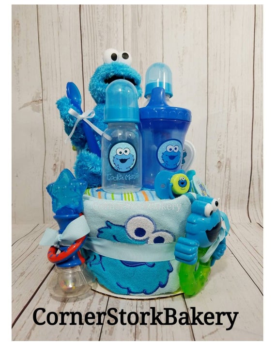 Cookie Monster Diaper Cake Cookie Monster Baby Gift Sesame Etsy Cookie Monster Diaper Cake Cookie Monster Baby Gift Sesame Etsy