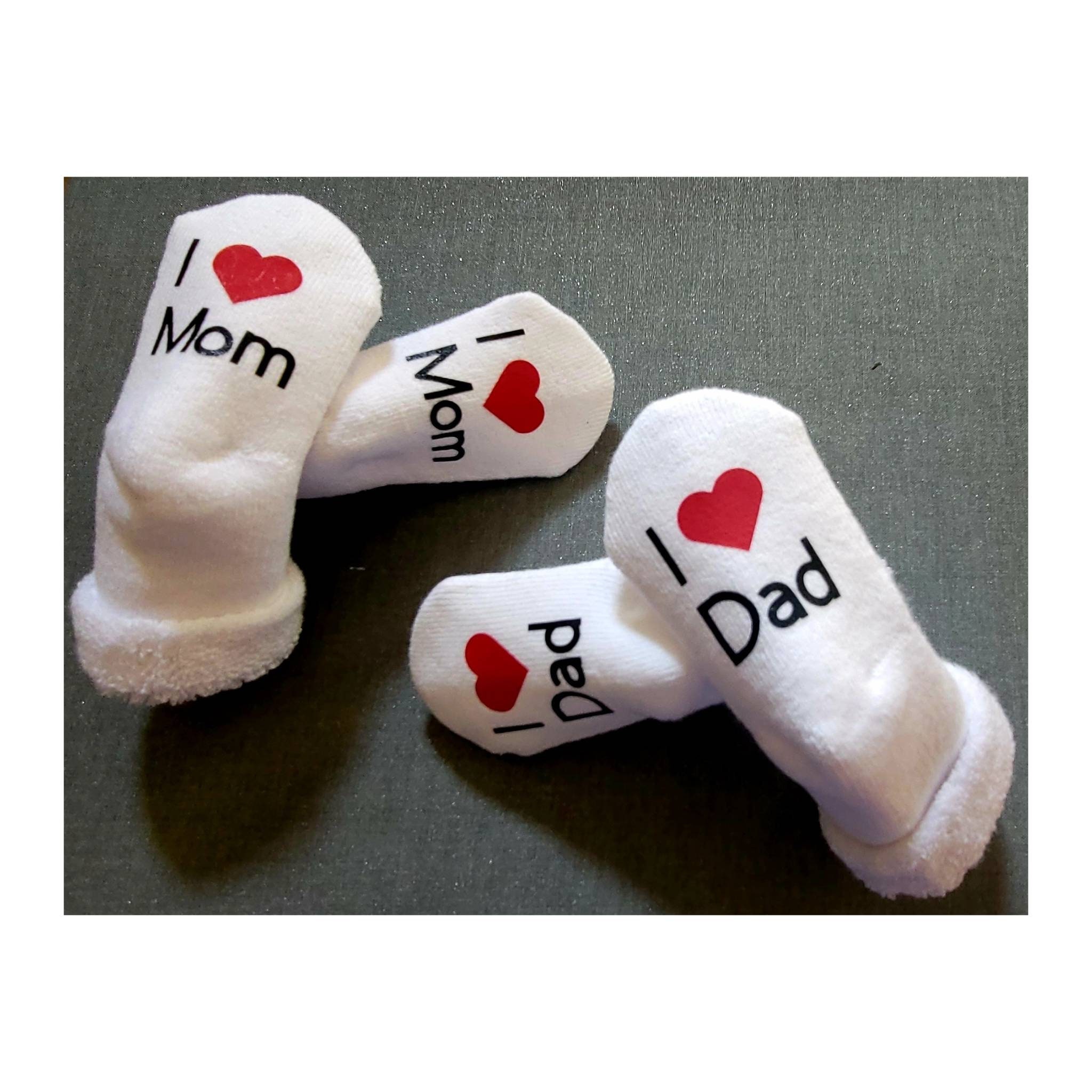 I Love Mom Baby Socks, Love Baby Baby Socks, Baby Socks, Dad Baby Gift, I