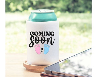 Baby Shower Can Coozie, Baby Shower Can Cooler, Coming Soon Pink or Blue Can Coozie, Gender Reveal Party Favors, Gender Reveal Party