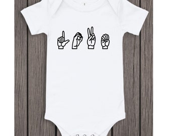 Love Baby Bodysuit, Love Sign Language Baby Bodysuit, Baby