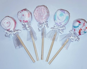 Girls Washcloth Lollipops, Baby Shower Gift