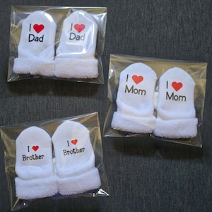 I Love Mom Baby Socks, I Love Dad Baby Socks, Baby Socks, Baby Gift, Baby