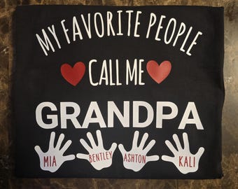Personalized Grandpa T-Shirt with Grandkids Names, Father's Day Gift