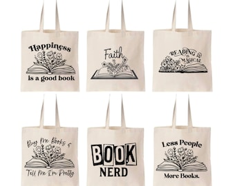 Reading Canvas Tote Bags, Book Tote Bags, Tote Bag