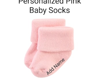 Personalized Pink Baby Socks, Infant Gift