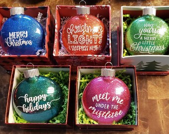 Personalized Christmas Glittered Ornaments, Glittered Christmas Ornaments, Christmas Ornaments, Christmas, Christmas Gift, Ornaments