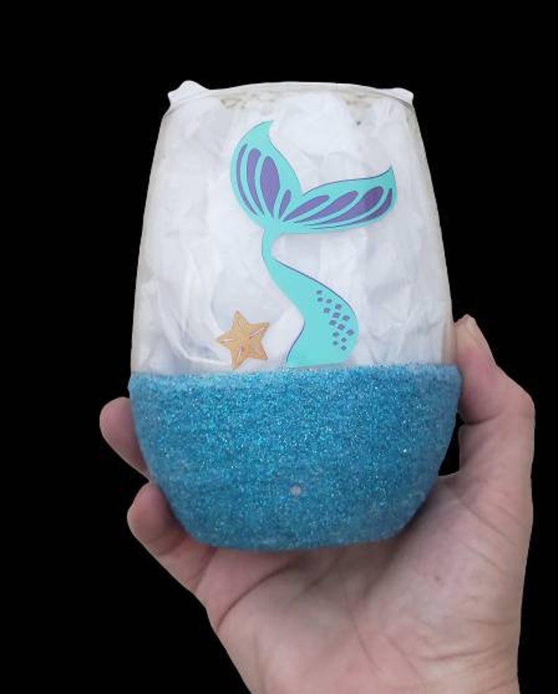 Mermaids Mermaid Glass Mermaids Get Thirsty Too Mermaid Wineglass Glittered Wineglass